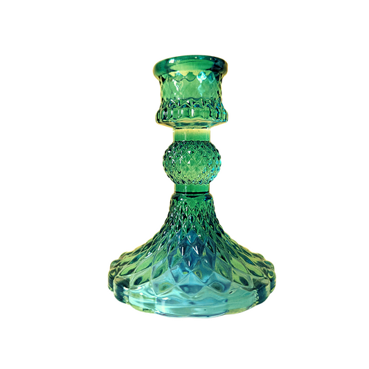 taper glass candlestick holder green decorative 