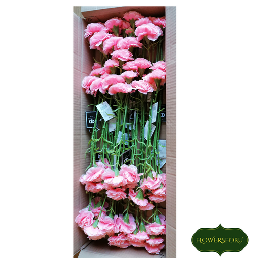 carnation peach plastic flower stem 58cm bulk buy 24 pcs