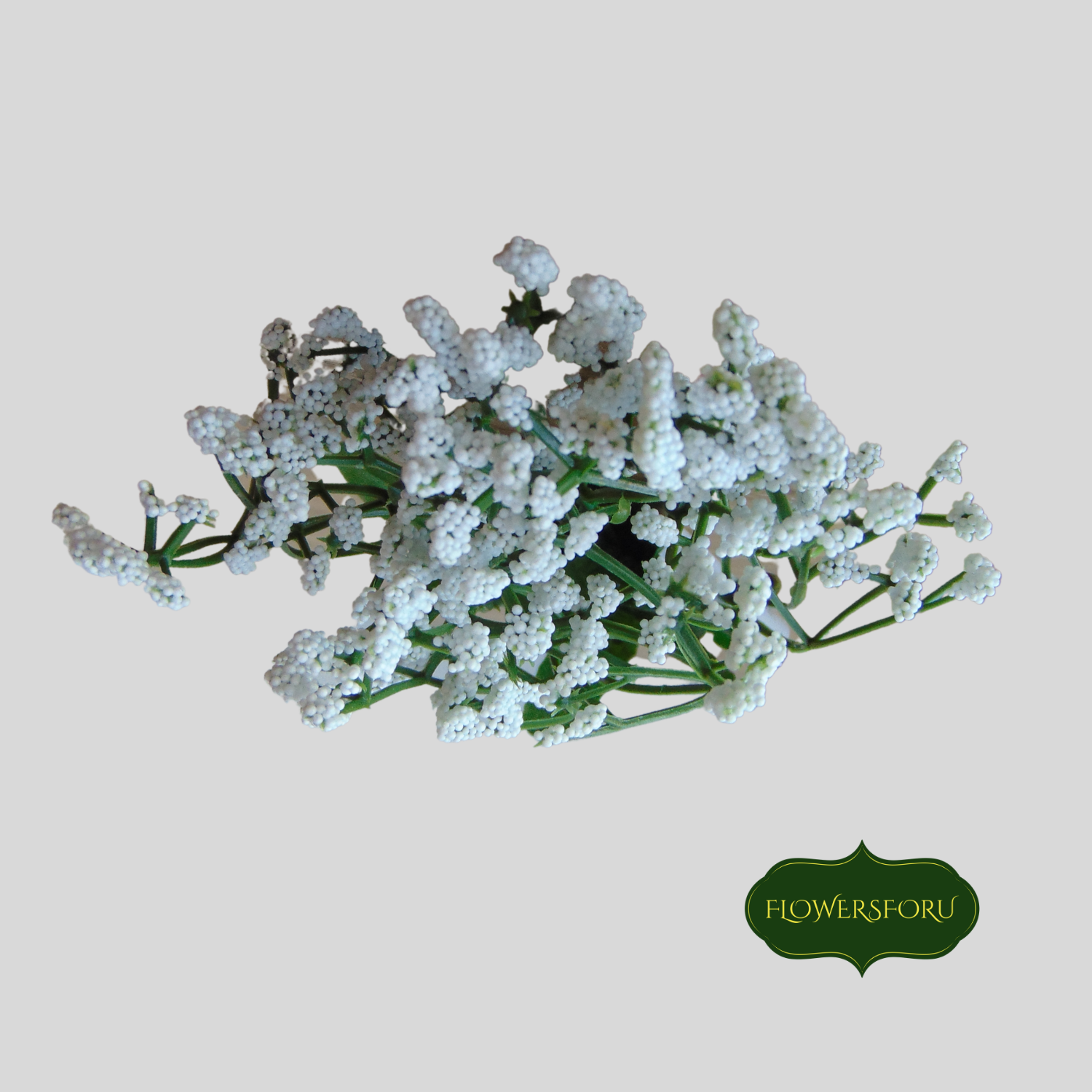 white flower green leaves stem 34cm