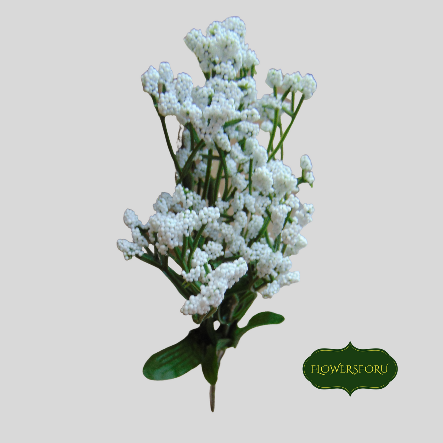 white flower 34cm gypsophila green leaves