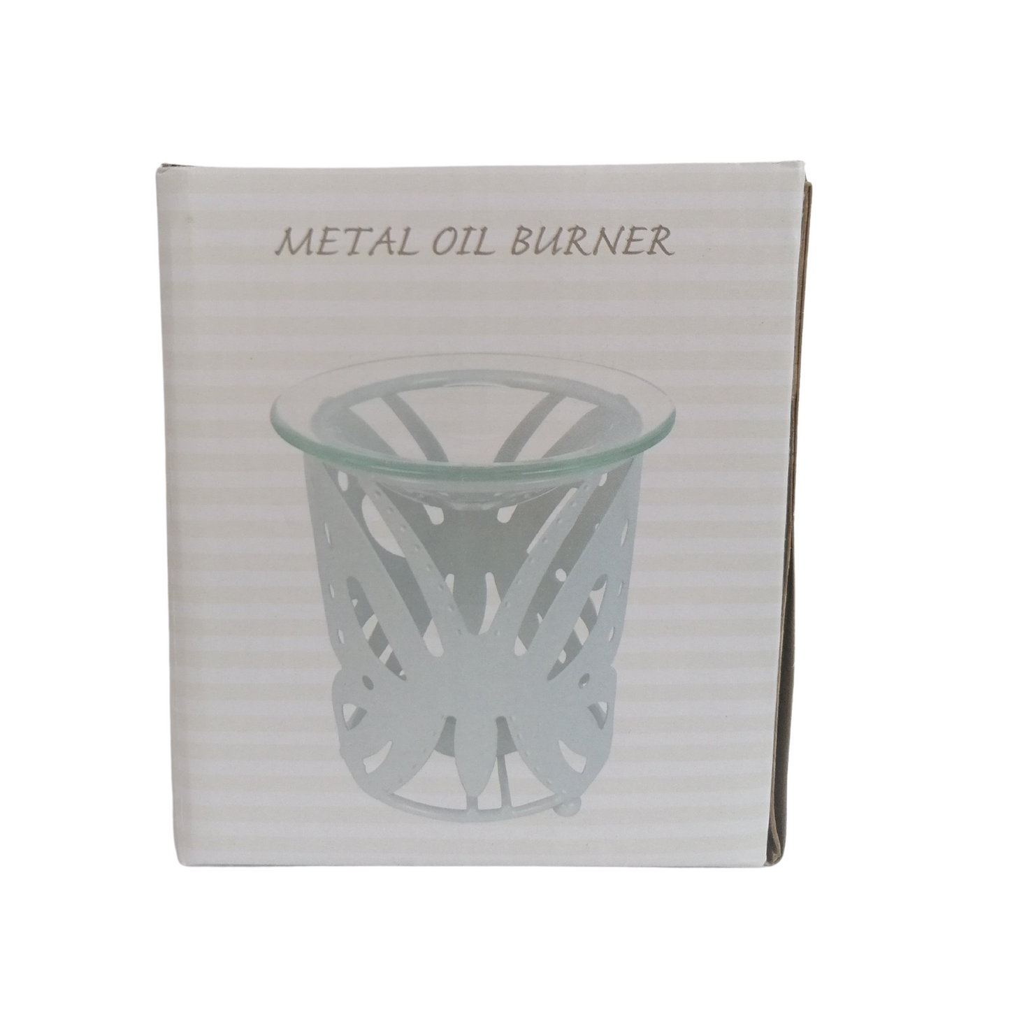 metal oil burner cream glass bowl