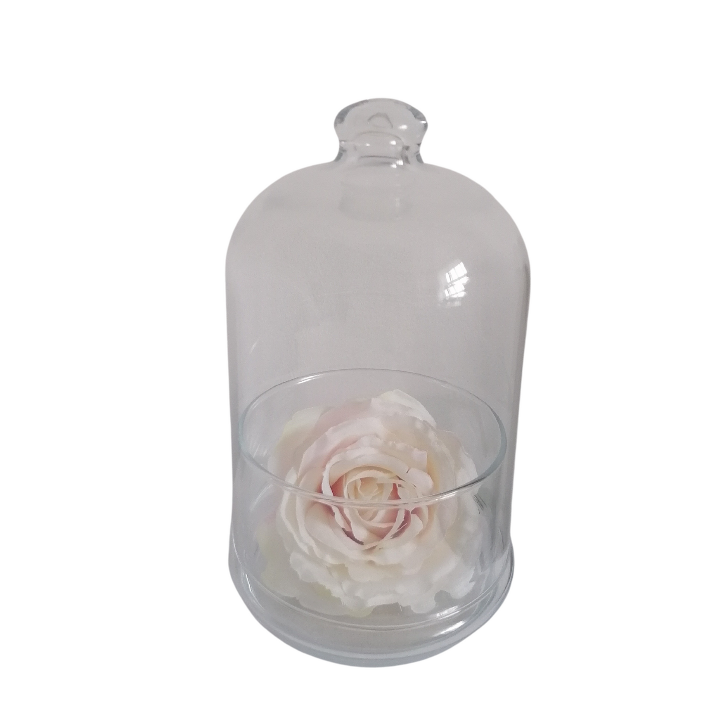 dome glass vase rose plastic flower