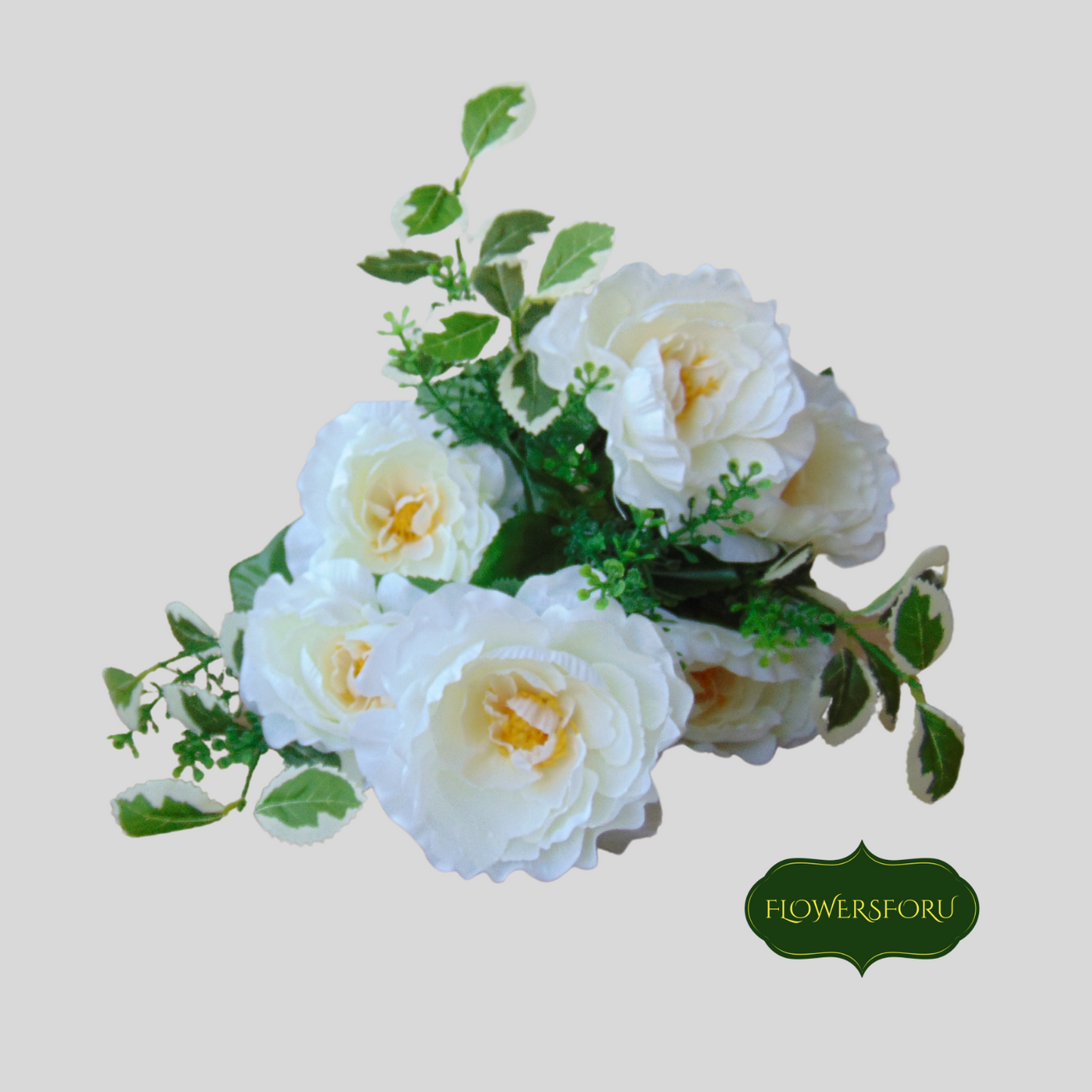 White Garden Rose bouquet plastic flower 45cm