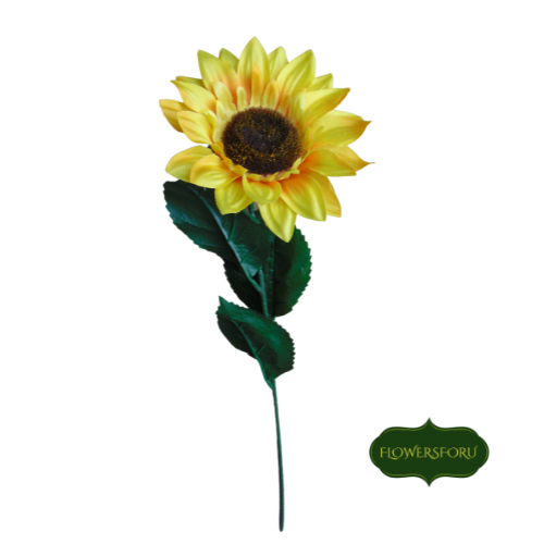 stem plastic flower sunflower yellow green leaves